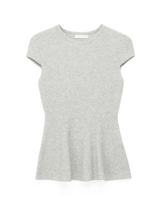 NA-KD Top à basque en maille côtelée, mélange de laine, gris, 5 de 5