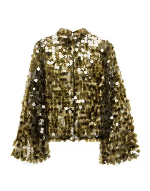 NA-KD top à col montant à sequins vert kaki, 5 de 5