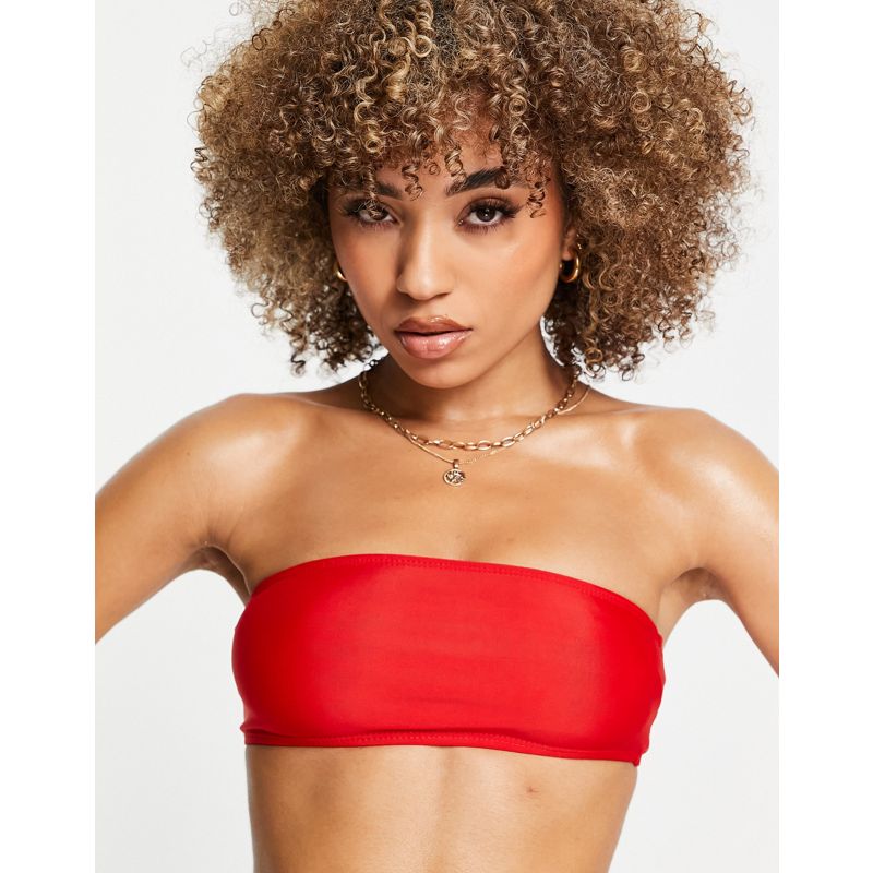 NA-KD - Top bikini a fascia in tessuto riciclato rosso