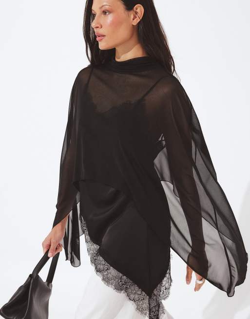 NA-KD top cape en tulle noir, 2 de 5