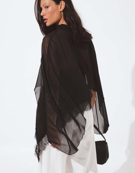 NA-KD top cape en tulle noir, 3 de 5