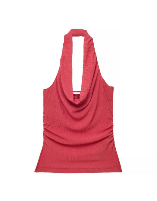NA-KD - Top dos nu plissé transparent - Rouge, 4 de 4