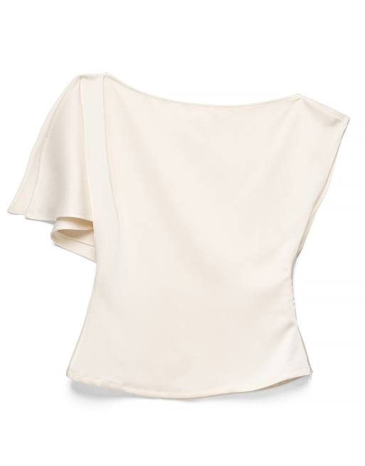 NA-KD top drapé asymétrique avec fente, crème, 5 de 5