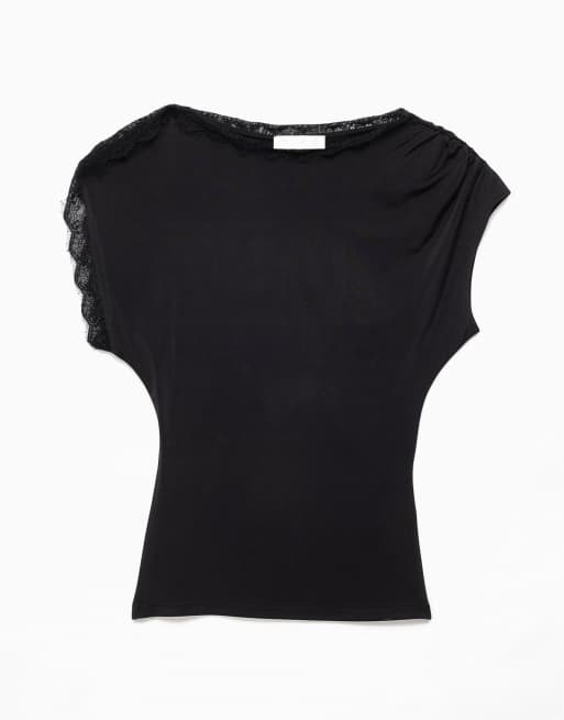 NA-KD top en dentelle à manches courtes noir, 4 de 5