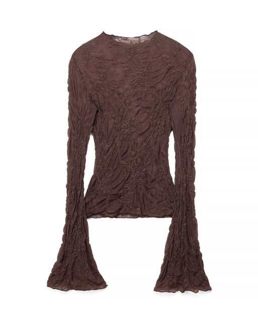 NA-KD top en dentelle à manches longues marron, 5 de 5