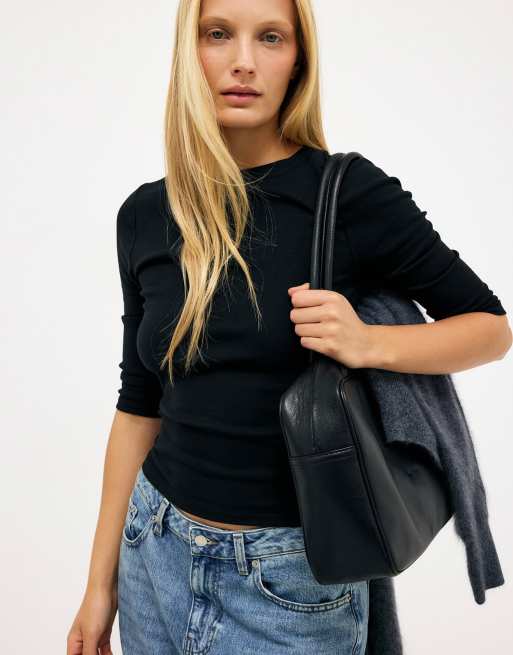 NA-KD top en jersey 3/4 noir, 2 de 5