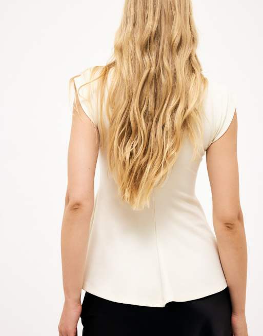 NA-KD - Top en jersey à basque - Blanc, 2 de 5
