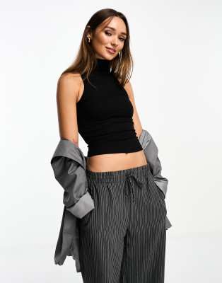 NA-KD Top In Rete Con Dettaglio Volant E Maniche Lunghe – Camicia Donna Trasparente, Colore Nero