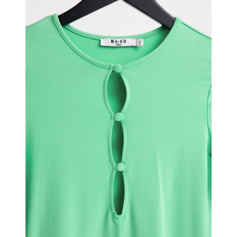 T-shirt e Canotte Donna NA-KD - Top verde con aperture a goccia