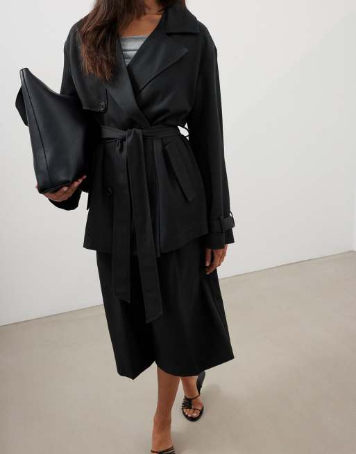 NA-KD trench-coat court ceinturé noir, 2 de 5