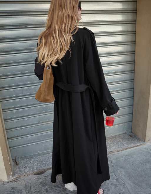 NA-KD trench-coat long noir, 2 de 5
