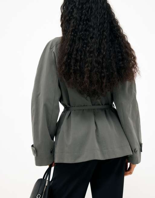 NA-KD trench-coat oversize à col montant gris, 3 de 5