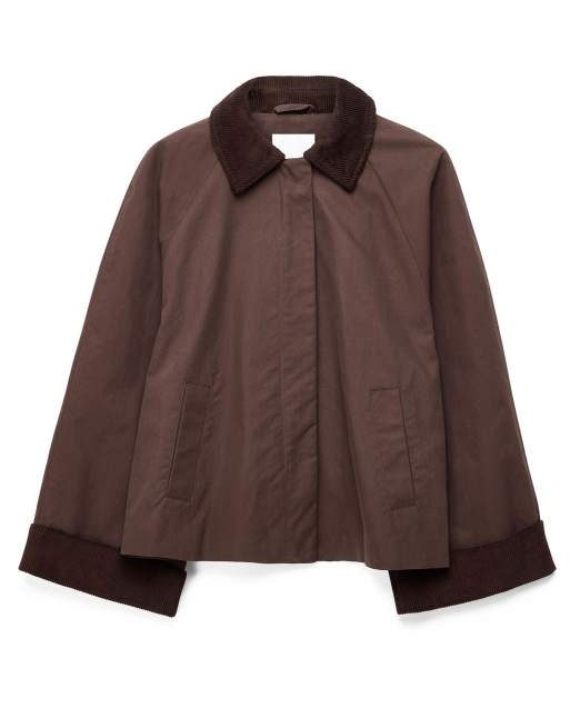 NA-KD Trenchcoat kurz mit Cordkragen in Braun, 4 von 5