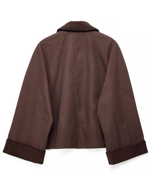 NA-KD Trenchcoat kurz mit Cordkragen in Braun, 5 von 5
