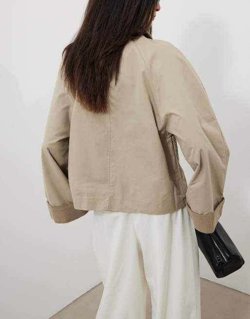 NA-KD Trenchcoat mit Cordkragen in Beige, 2 von 5