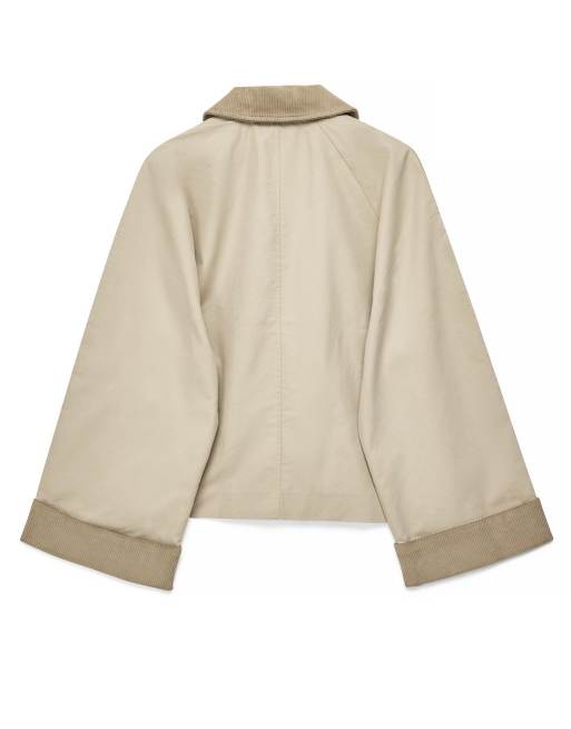 NA-KD Trenchcoat mit Cordkragen in Beige, 4 von 5