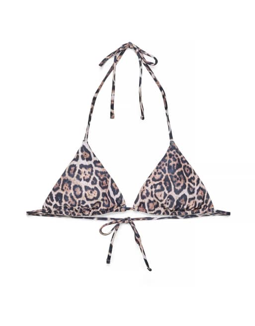 NA-KD Triangle bikini top in leopard, 4 of 5