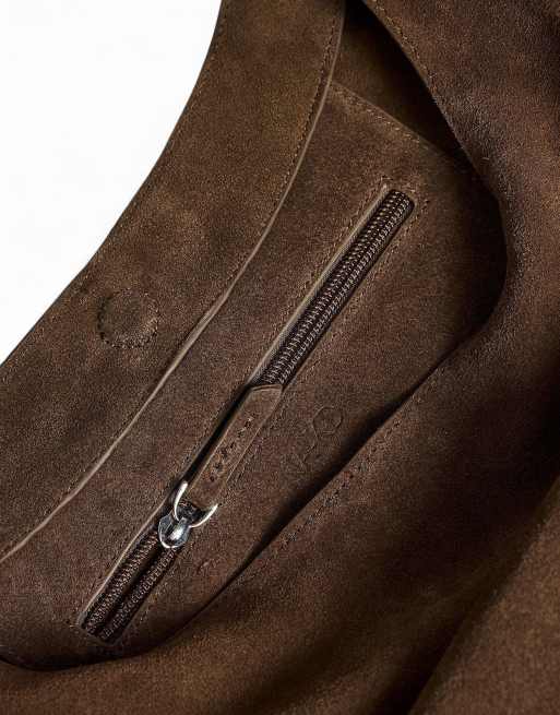 NA-KD Triangle suede tote bag in brown, 4 of 5