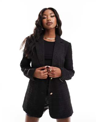 tweed blazer in black