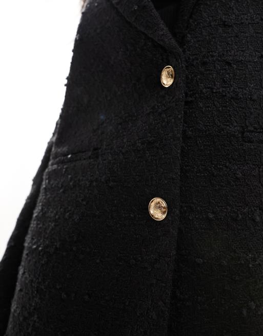 NA KD tweed blazer in black