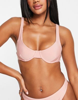 NA-KD underwired cupped bikini top in pink - ASOS Price Checker