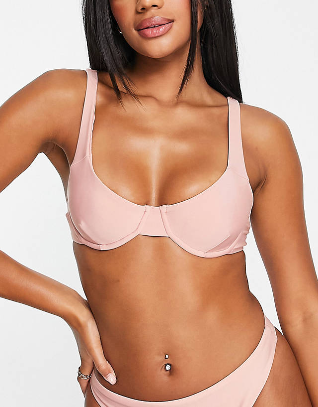 NA-KD - underwired cupped bikini top in pink