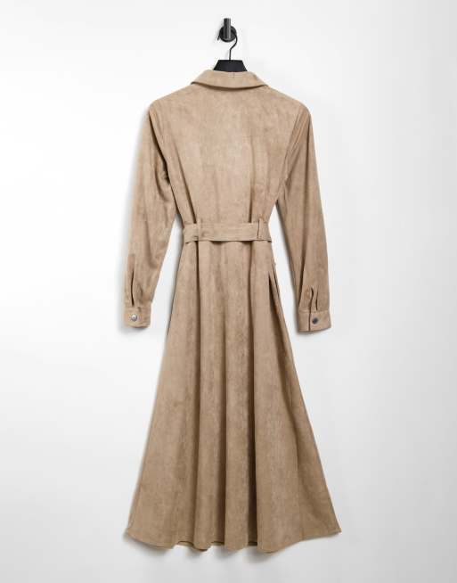 Faux suede 2024 dress long sleeve