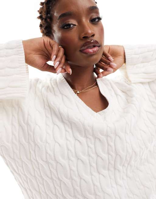 White open 2024 weave sweater