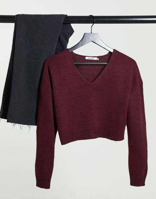 Maroon shop cropped sweater