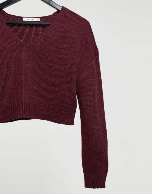 Maroon crop 2024 top sweater