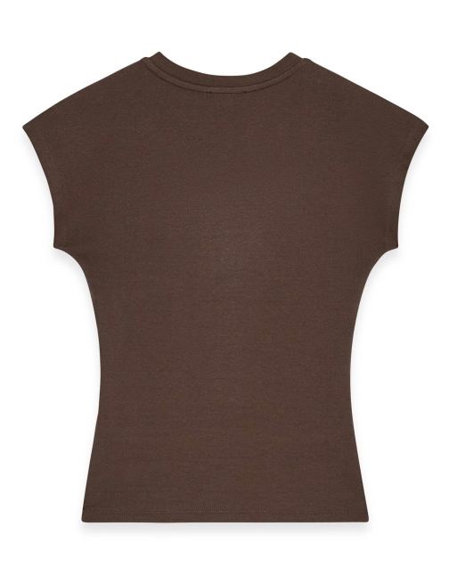 NA-KD V-neck tee in brown, 5 of 5