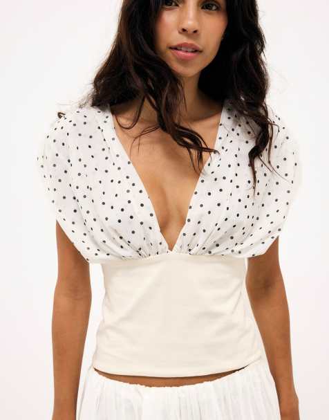 NA-KD V neck top in dotted - view 1