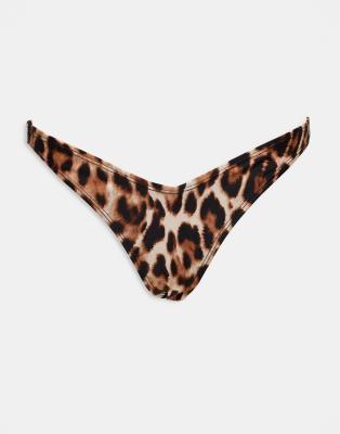 NA-KD NA-KD v shape bikini bottom in leopard-Brown