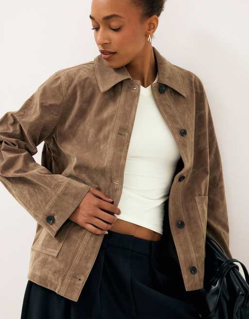 NA-KD veste en daim synthétique avec poche plaquée beige, 2 de 5