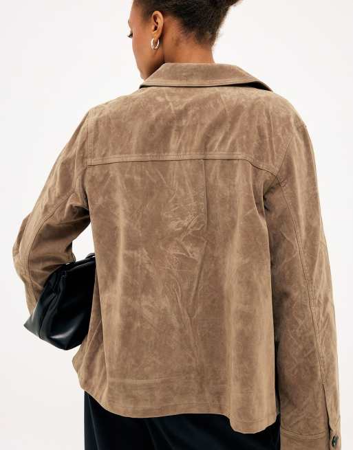 NA-KD veste en daim synthétique avec poche plaquée beige, 3 de 5