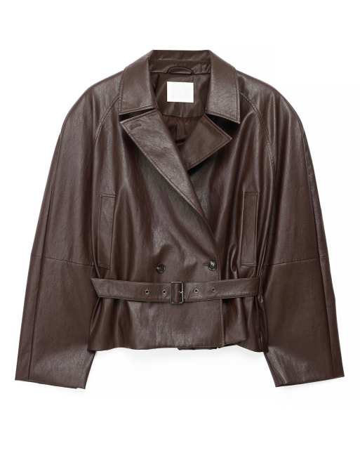 NA-KD veste en imitation cuir avec détail ceinture marron, 4 de 5