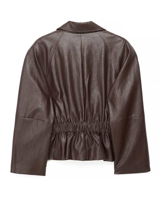 NA-KD veste en imitation cuir avec détail ceinture marron, 5 de 5