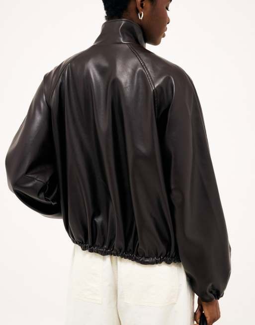 NA-KD veste en imitation cuir marron à cordon de serrage, 3 de 5