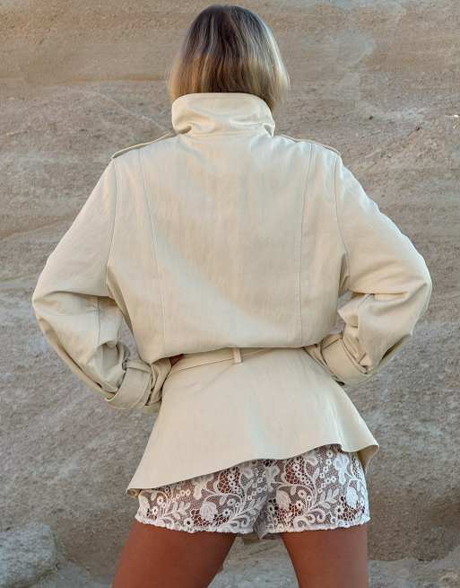 NA-KD veste oversize ceinturée jaune clair, 3 de 5