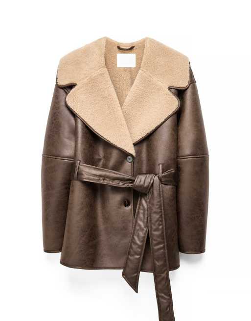 NA-KD veste oversize ceinturée thermocollée marron, 5 de 5