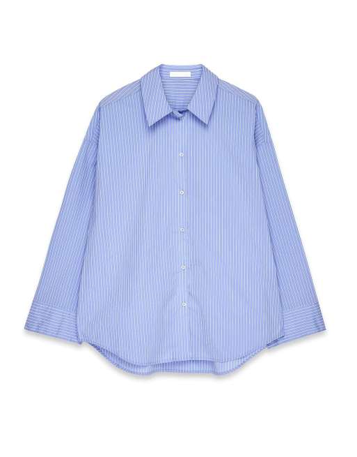 NA-KD Victoria quitzau - oversized cotton shirt in blue white stripes, 5 of 5