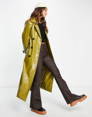 Green vinyl trench on sale coat