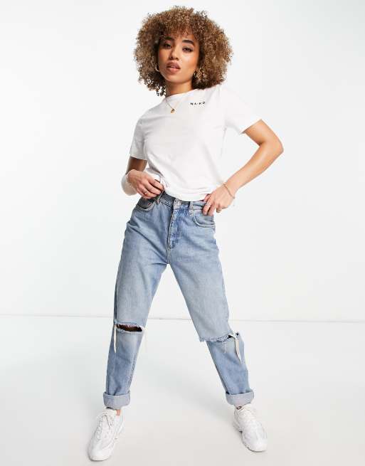 NA-KD – Vit t-shirt i bomull med logga - WHITE, 2 av 4