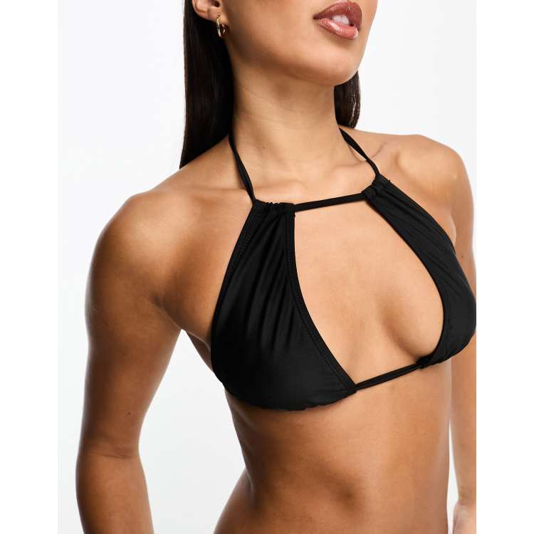 High neck keyhole deals halter bikini top