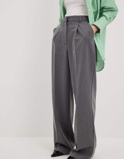 NA-KD Wide high waist suit trouser in grey - view 1
