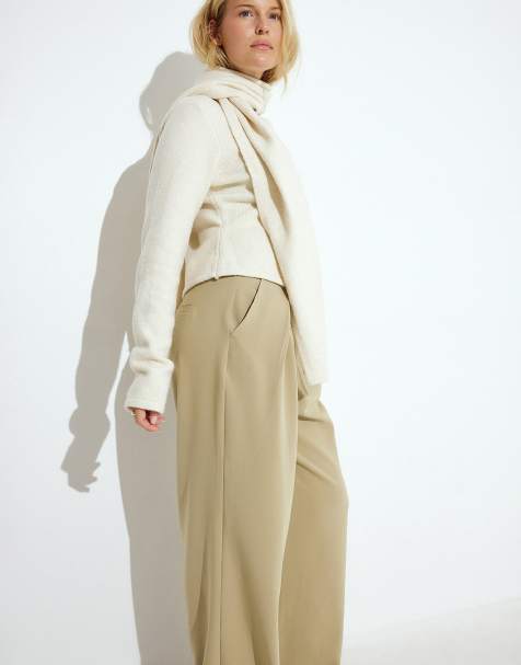 NA-KD Wide high waist suit trouser in khaki beige - view 1