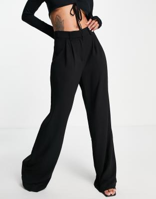 NA-KD NA-KD wide leg tailored trousers in black
