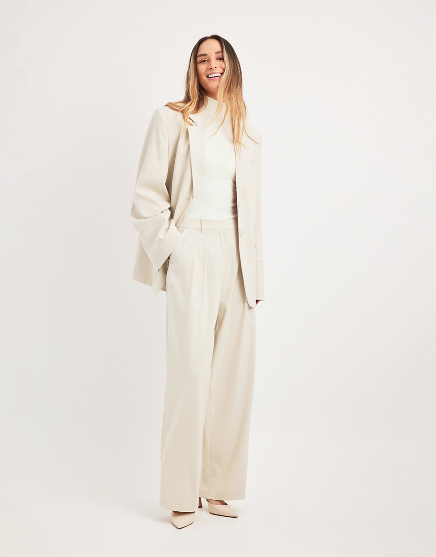 Na-kd Wide Sleeve Blazer In Sand - Part Of A Set-neutral