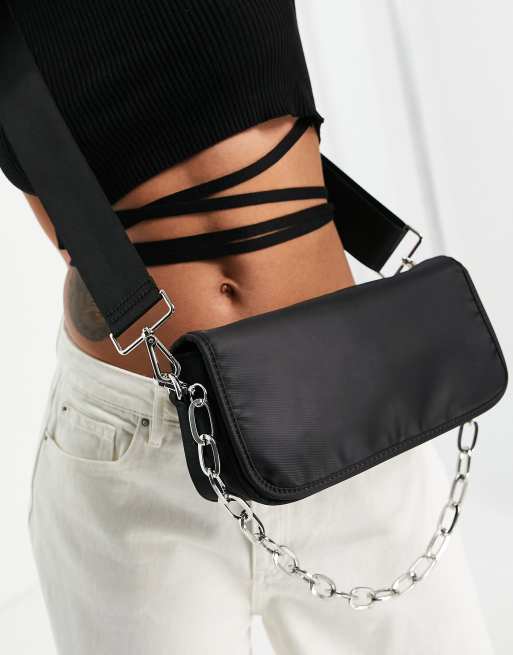 NA-KD Basic Wide Strap Crossbody Bag in Black