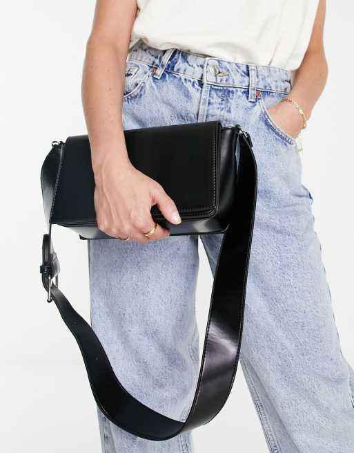 Wide Strap Crossbody Bag Black